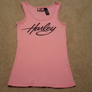 Harley Davidson light pink with black lettering